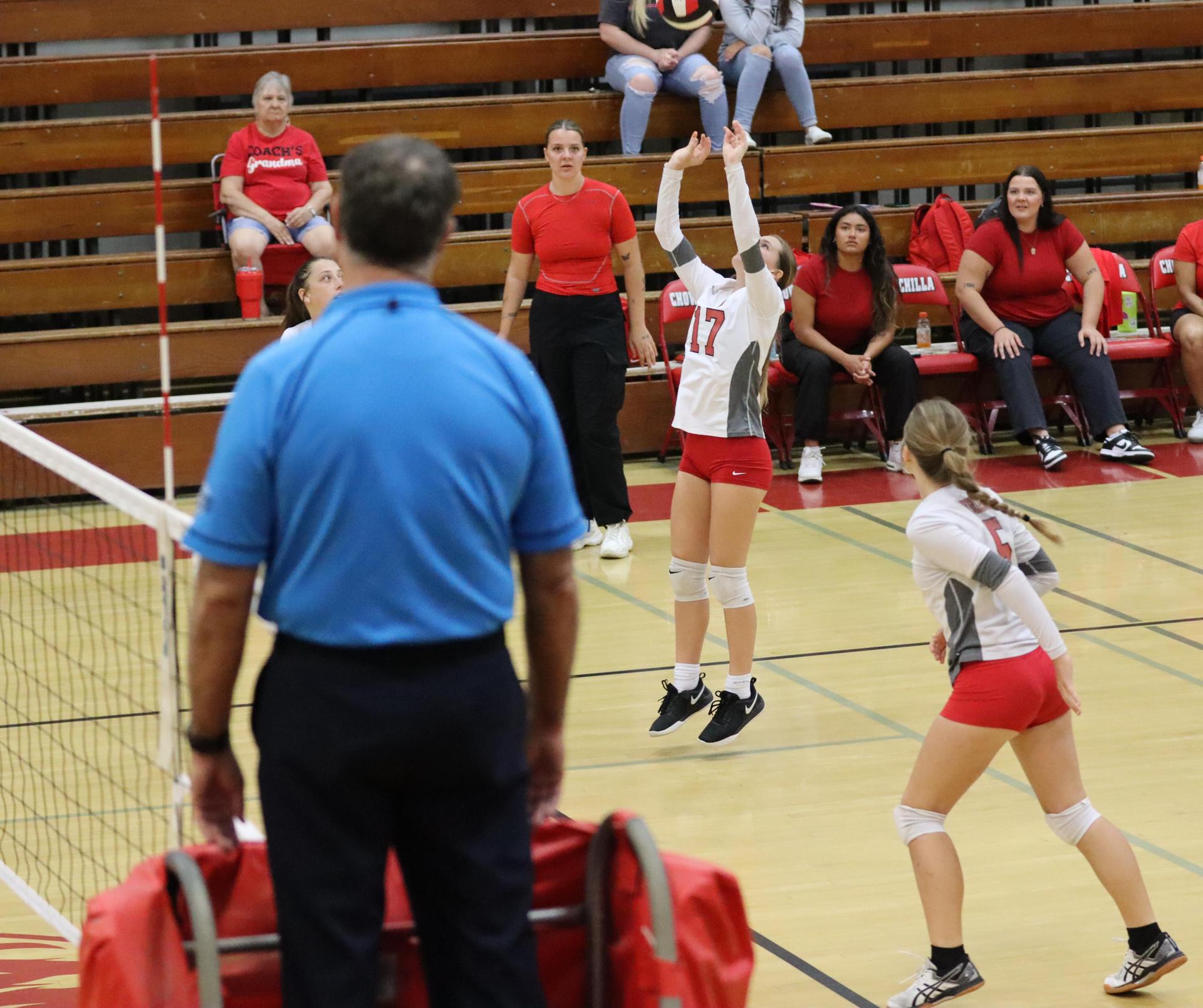 junior varsity girls playing volleyball against Yosemite