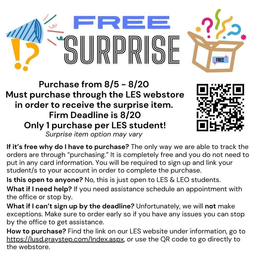 Purchase Free Surprise Item in LES Webstore