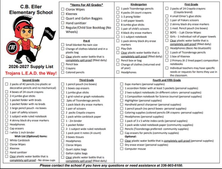 school supply list graphic