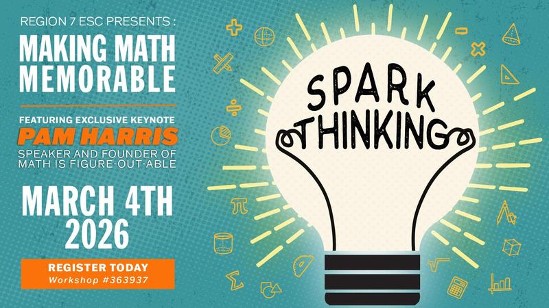 Math conference graphic for Making Math Memorable with keynote Pam Harris