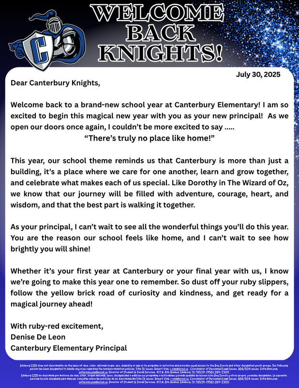 Welcome Letter