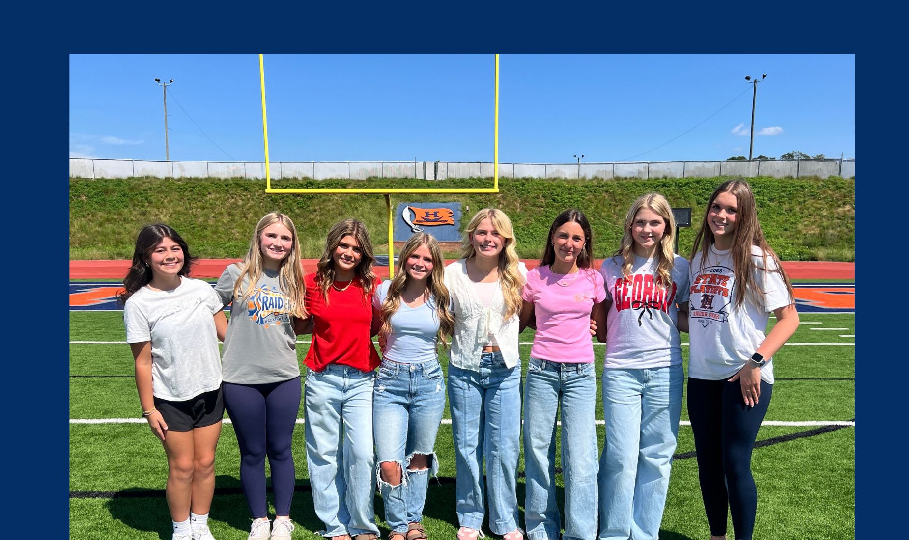 Group of 8 girls on field