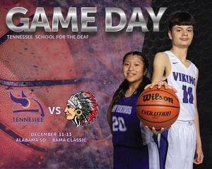 Promotional graphic for a basketball game featuring players and event details.