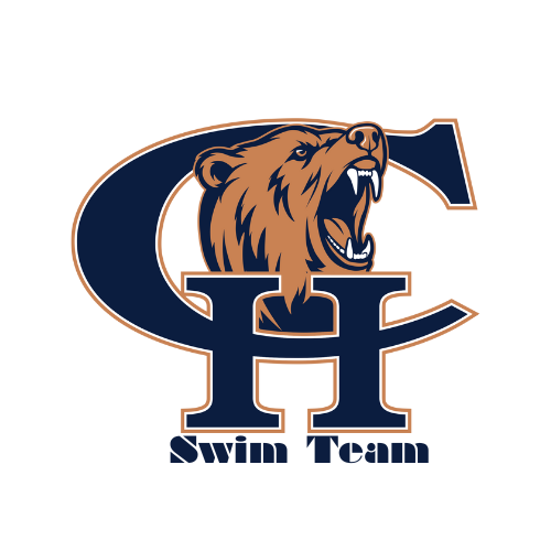 Copper Hills Swim Team Logo with CH and Bear
