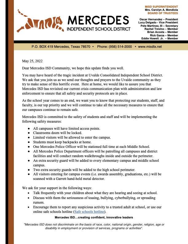 MISD Safety Measures (English and Spanish) Featured Photo