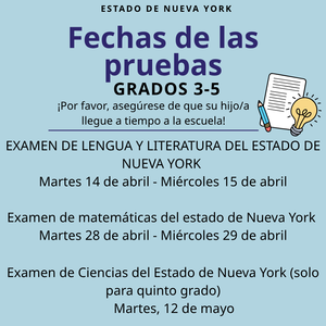 NYS Testing Dates Flyer - Spanish