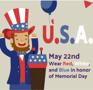 Wear Red, White, and Blue May 22nd