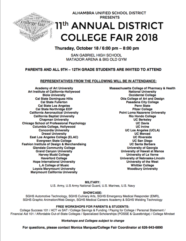 11 th ANNUAL DISTRICT COLLEGE FAIR 2018 Featured Photo
