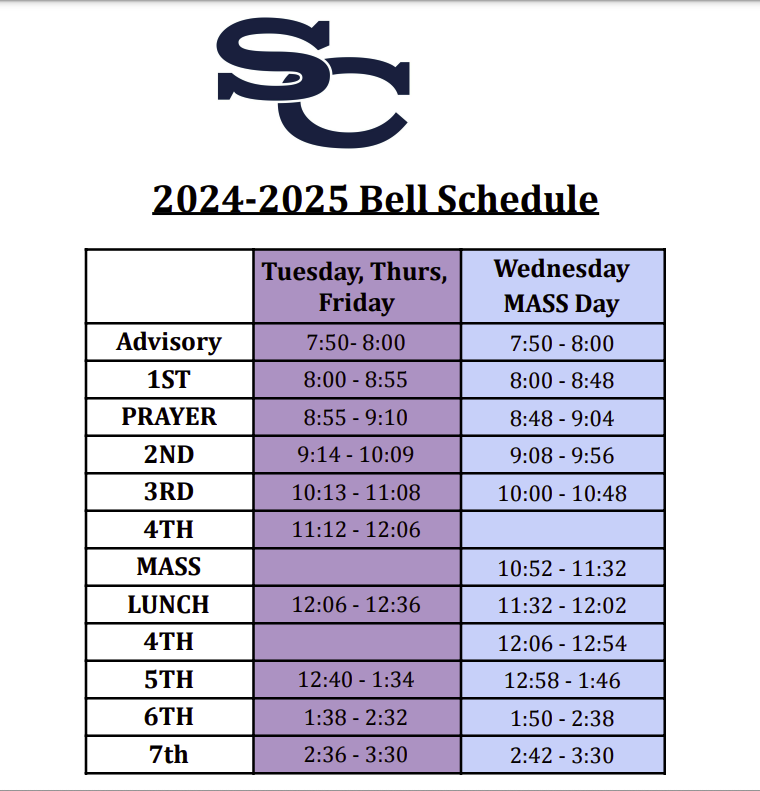 2024 2025 Academic Calendar Bell Schedule 4 Means More Seton