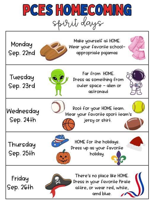 Homecoming Week is September 22-26!!