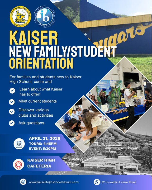 NEW FAMILIES/STUDENT ORIENTATION AND OPTIONAL TOUR!