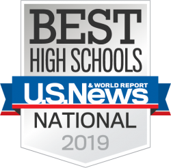 US News & World Report badge for 2019 Best High Schools in the Nation