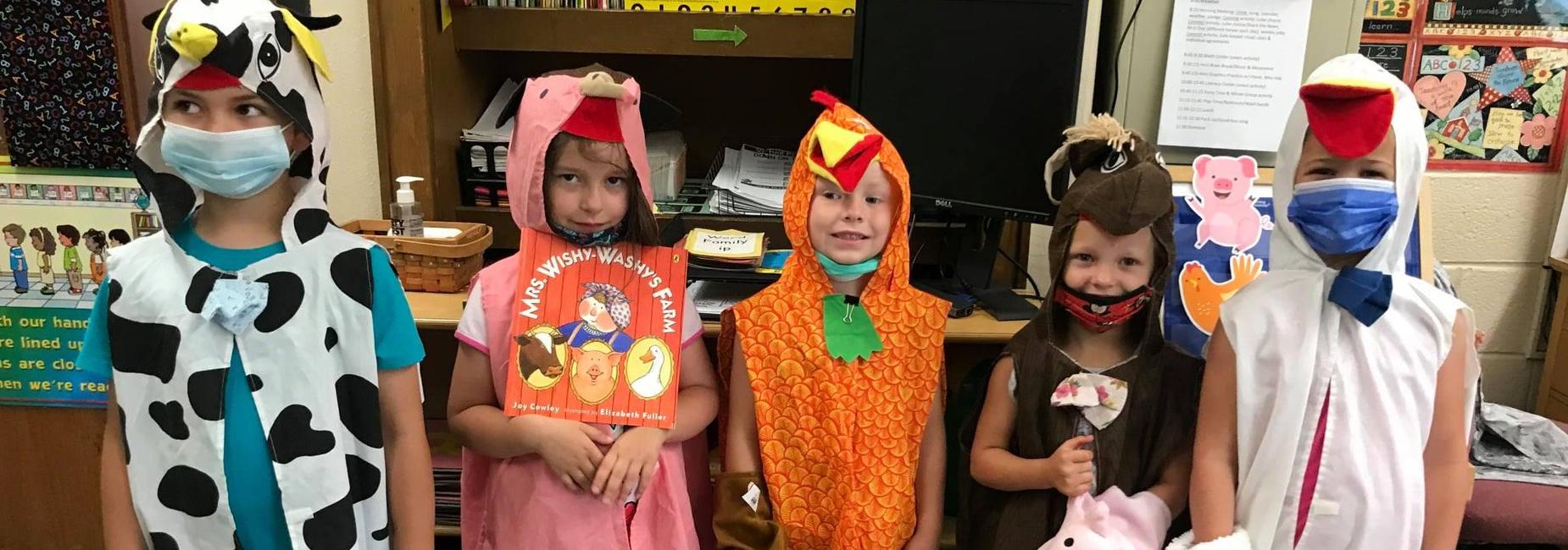 Sugar Grove Students dressed as animals from the book