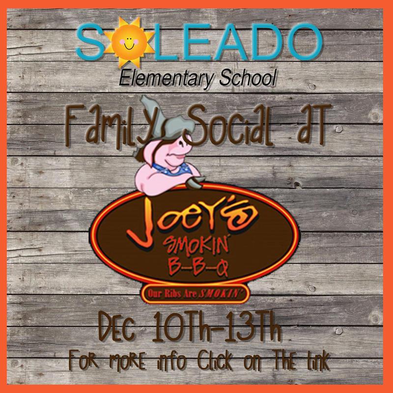 Soleado Family Social Nights Fundraiser at Joey’s Smokin’ Bar-B-Que December 10 through 13 Thumbnail Image