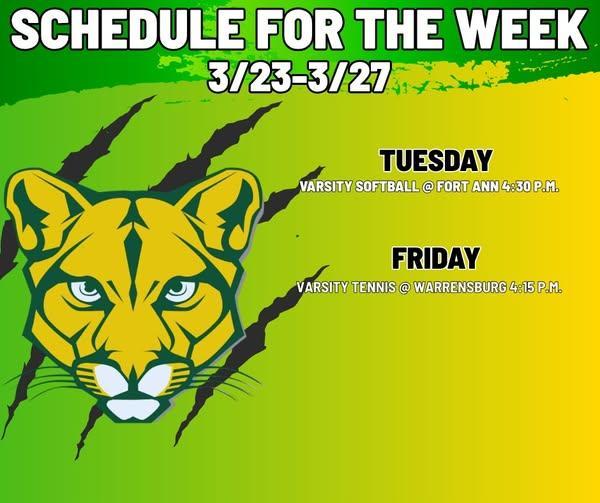 North Warren Sports Schedule for the week.