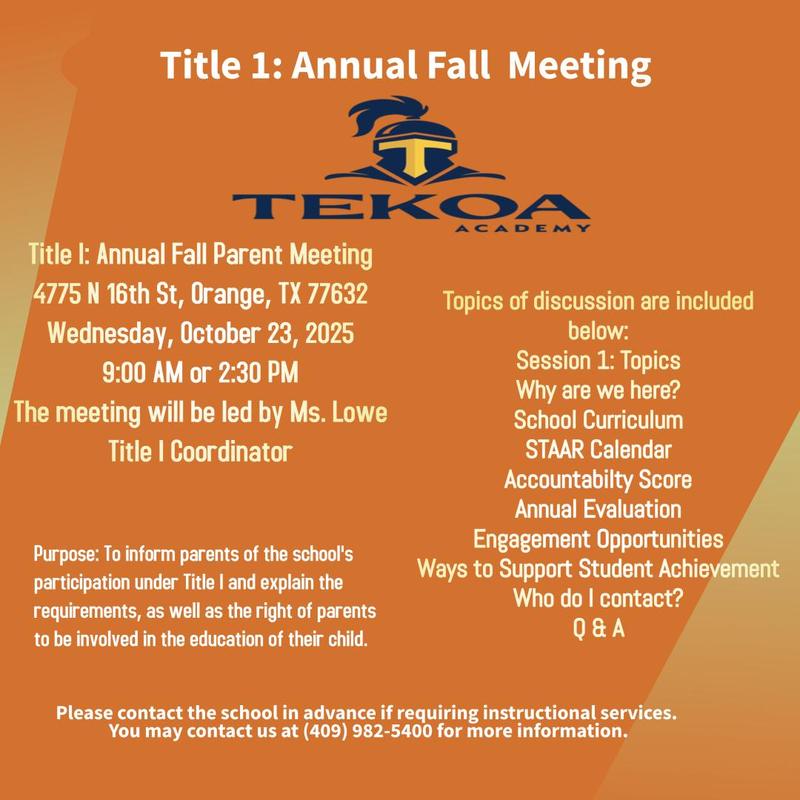 Title 1: Fall Parent Meeting Featured Photo