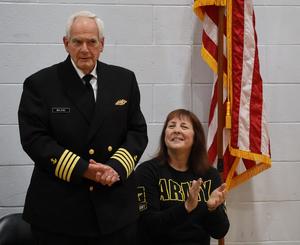 Veteran stands after being introduced