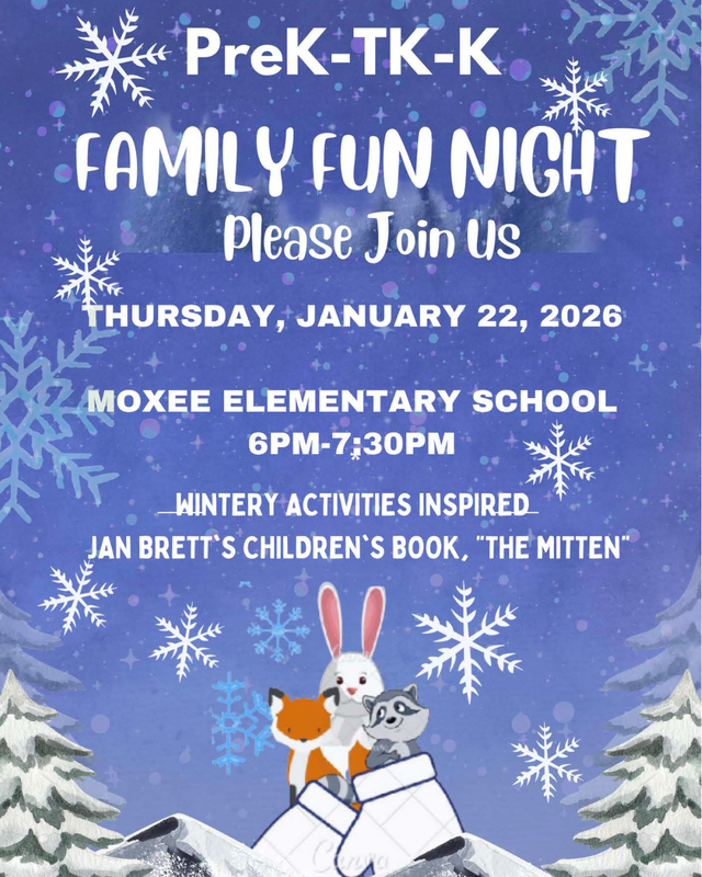 Pre-K, TK, and Kinder Family Fun Night Poster