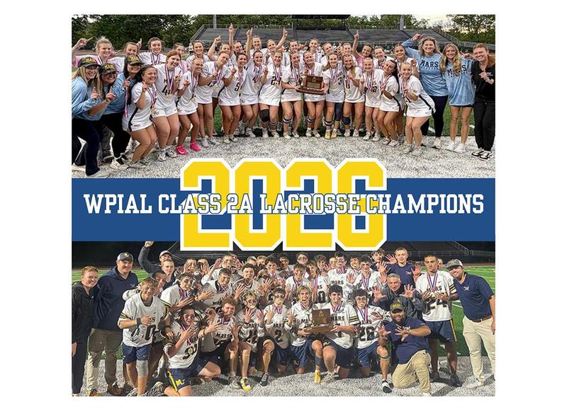 A collage celebrating WPIAL 2026 Lacrosse Champions with girls' and boys' teams holding trophies.
