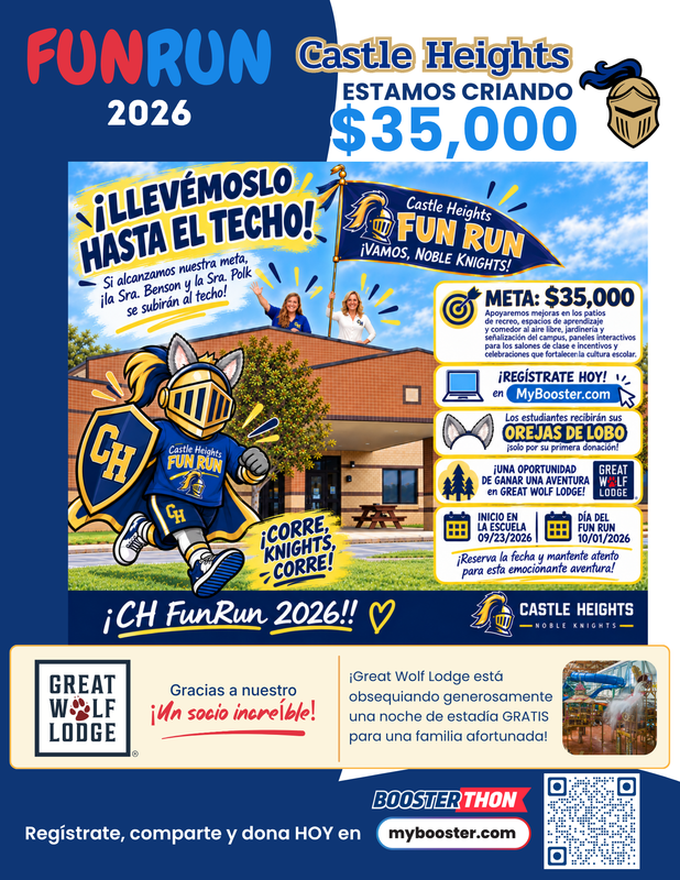 Graphic of FunRun Info + QR code Spanish