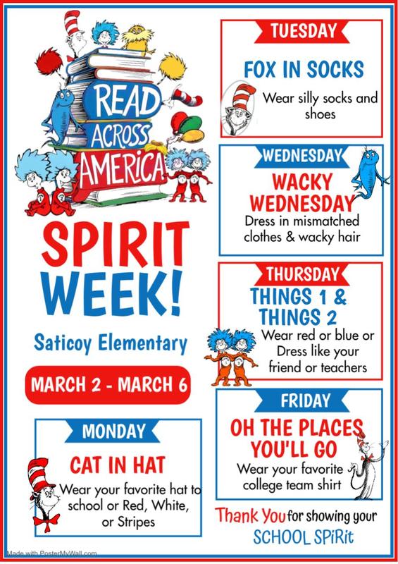 Read Across America Spirit Week March 2-6