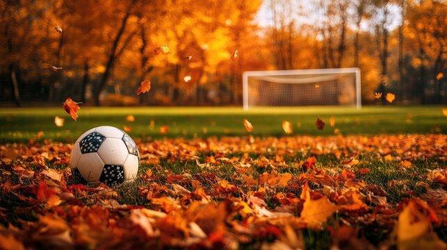 fall image with soccer ball.