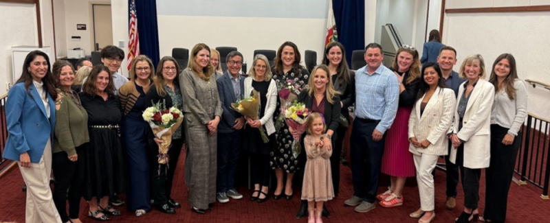 Teachers of the Year posing with the PVPUSD Board of Education