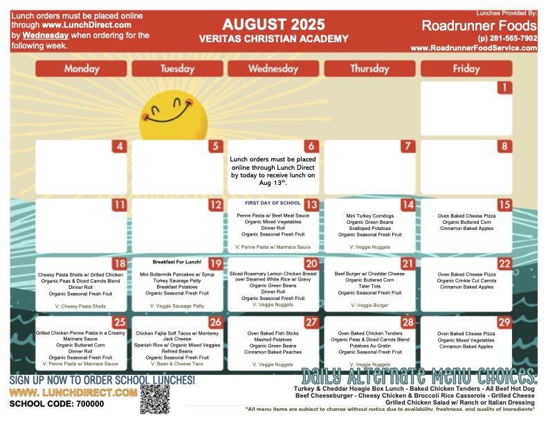 August Menu