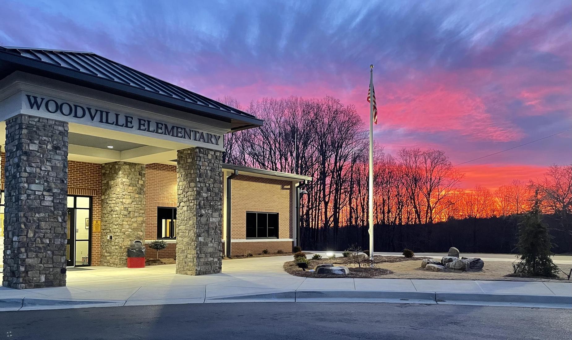 Woodville elementary at sunset
