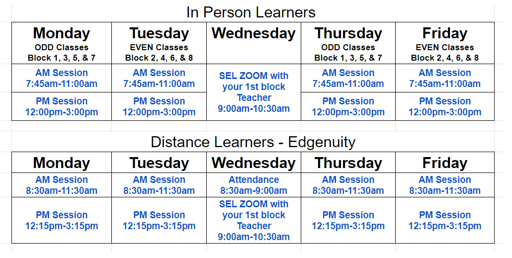 New bell schedule
