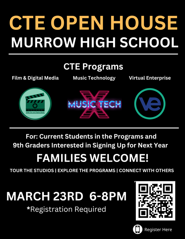 CTE Open House Flyer with QR Code for registration