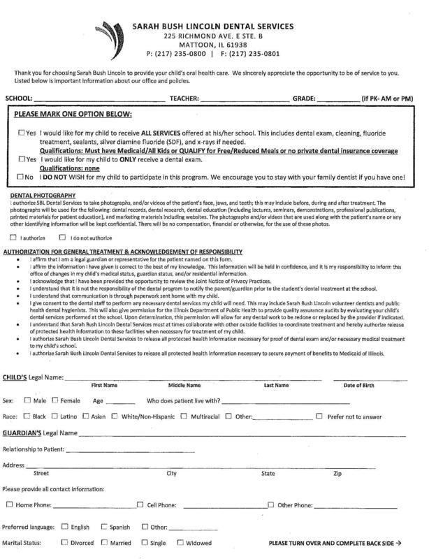 Dental Form page 1