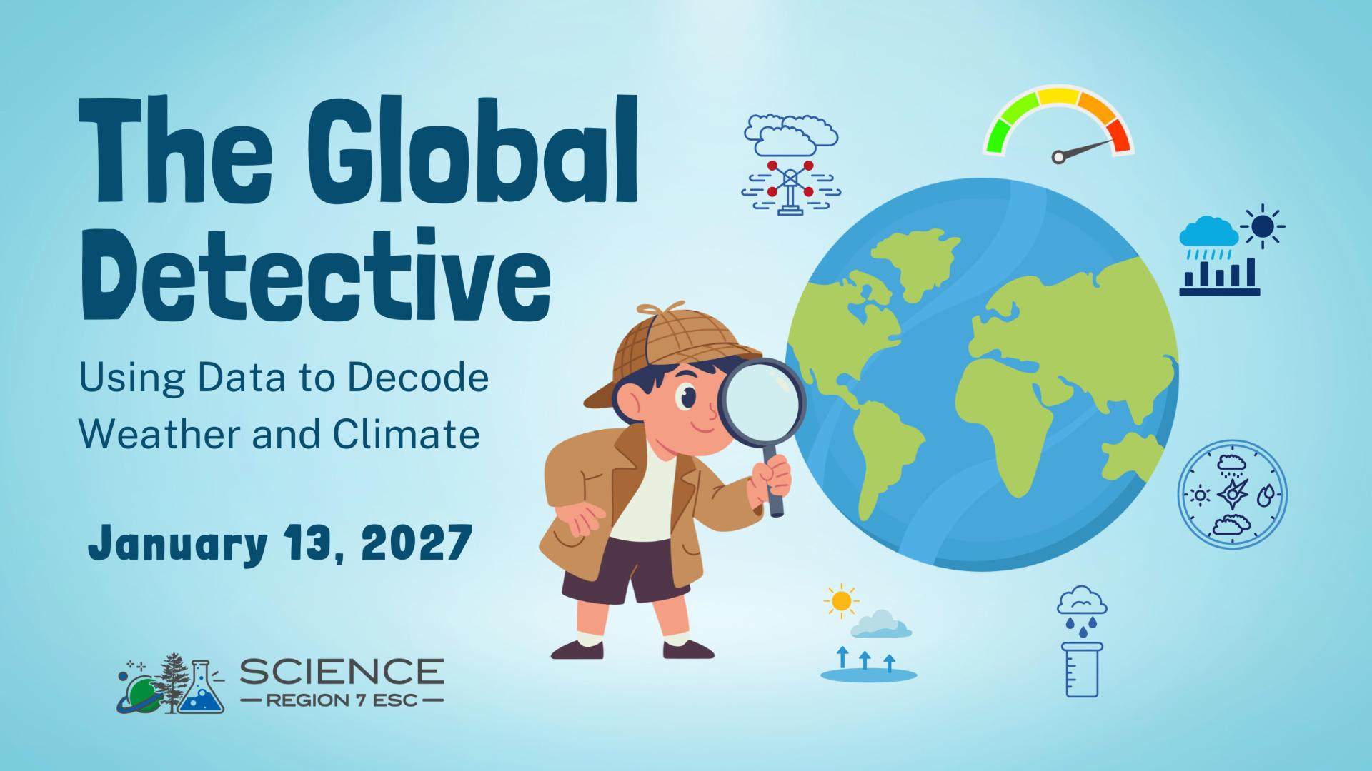 The Global Detective weather and climate workshop graphic for January 13, 2027.