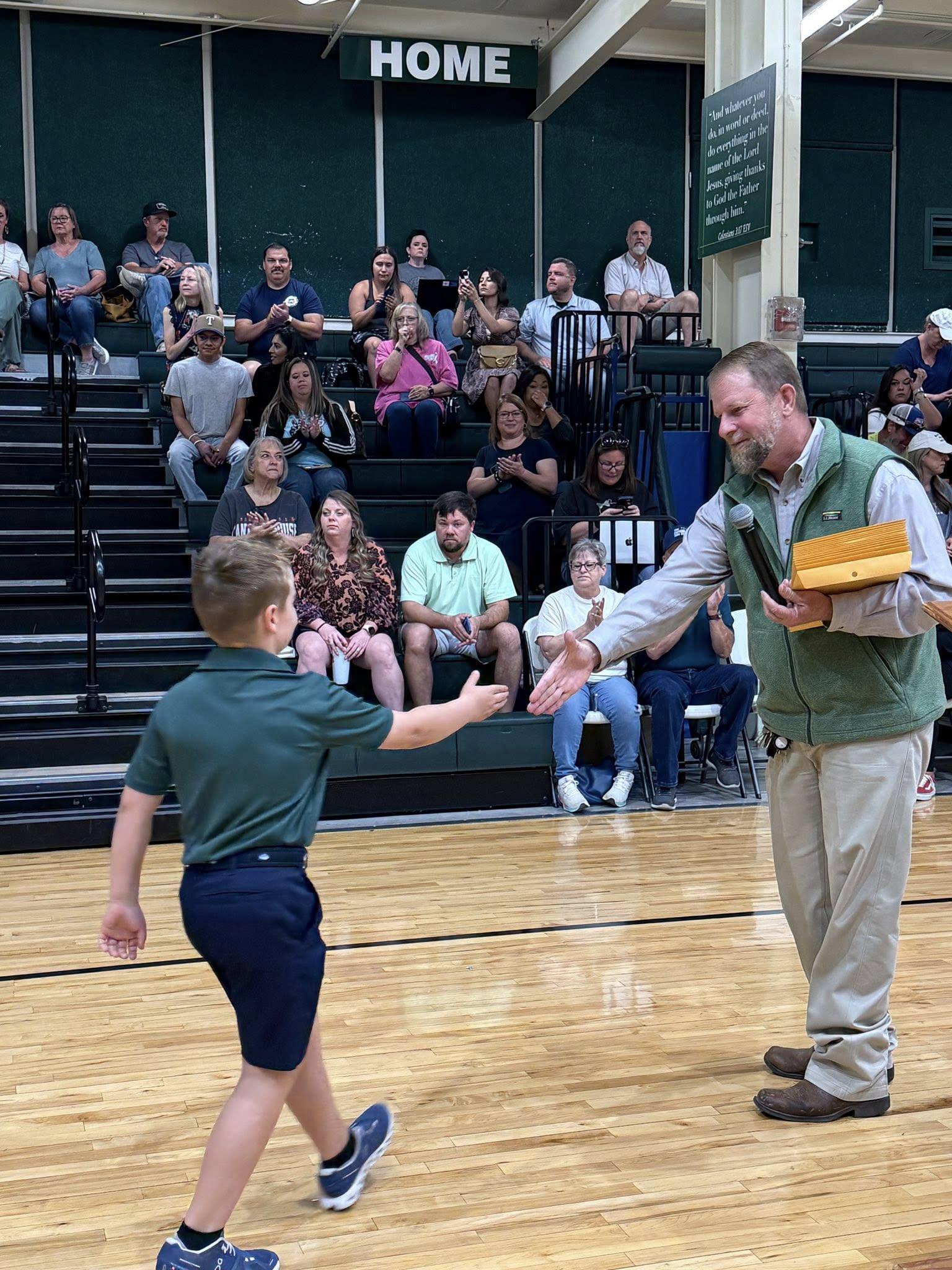 Handing out certificates