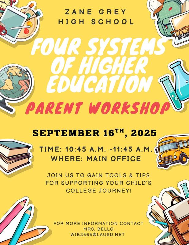 September 16th flyer for parent workshop