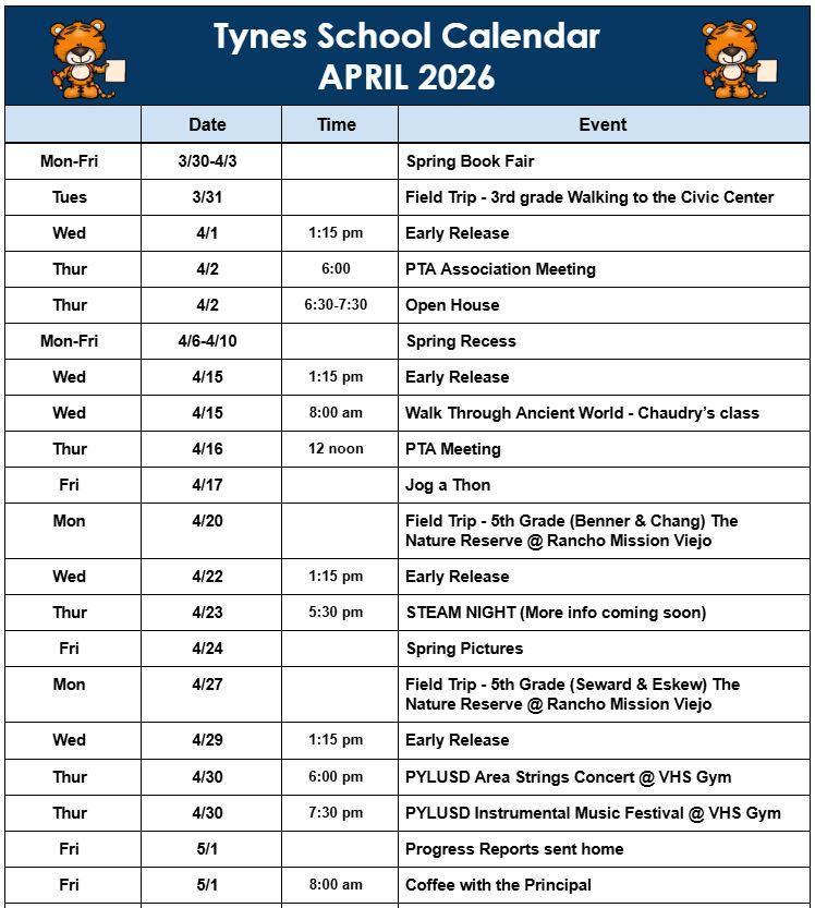 April Calendar 