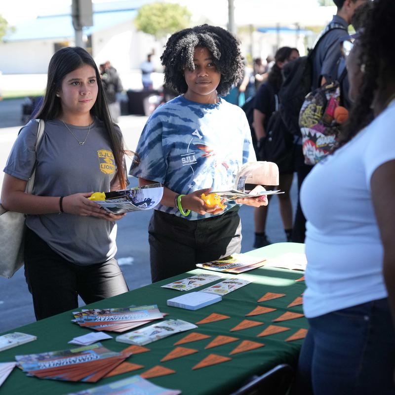 students get literature from college rep.