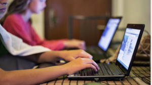 Students working at computers