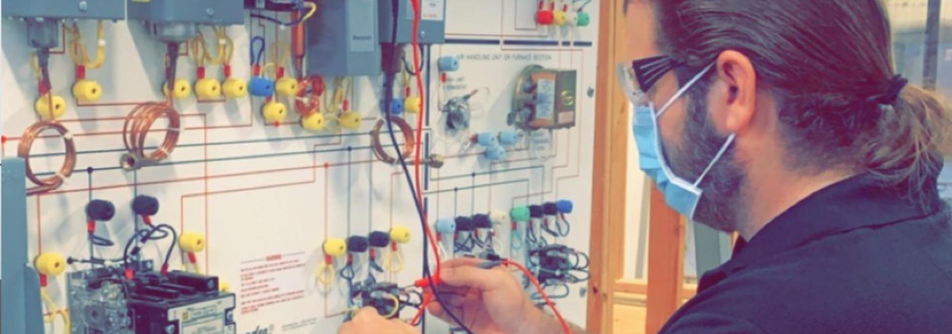 HVAC student working