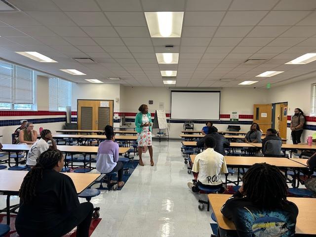 Superintendent Dr. Payton speaking to our students here at the Opportunity Center