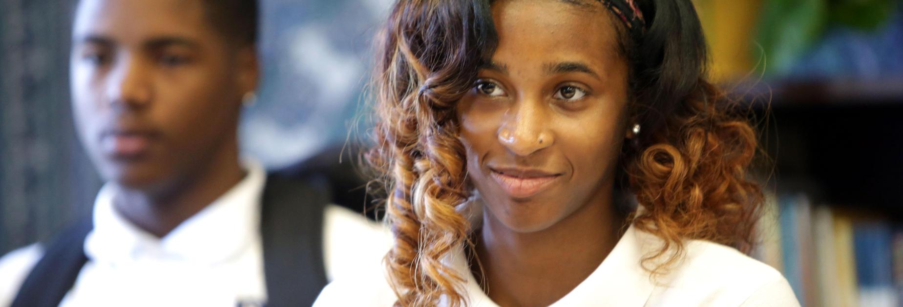 A close up of a female KRHS student