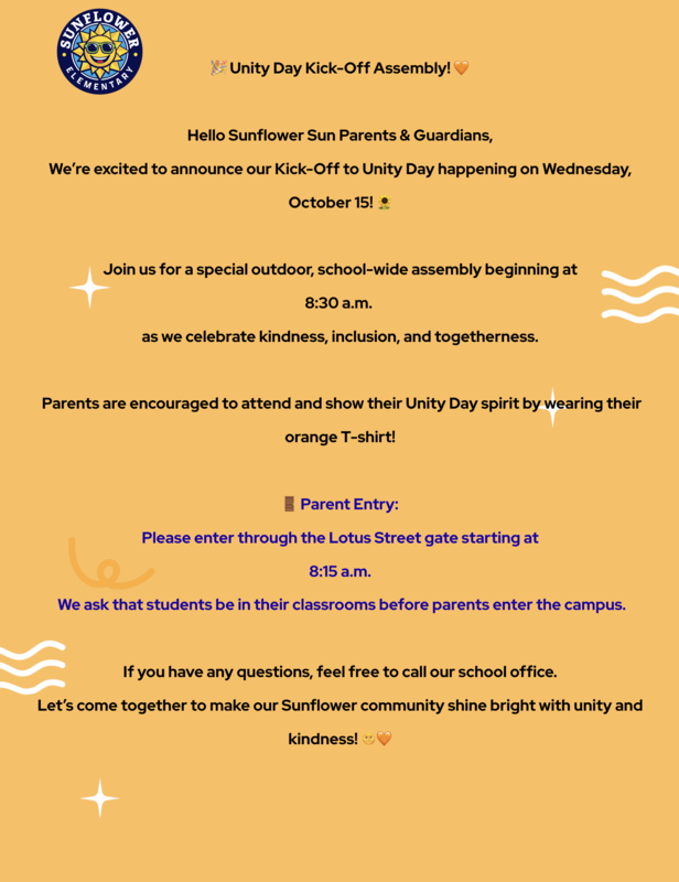Sunflower Unity Day Kick-Off Assembly