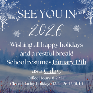 A flyer saying See you in 2026 with the updated office hours for winter break