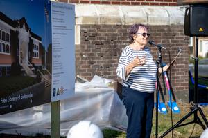 Dr. Kate Coluccio speaks