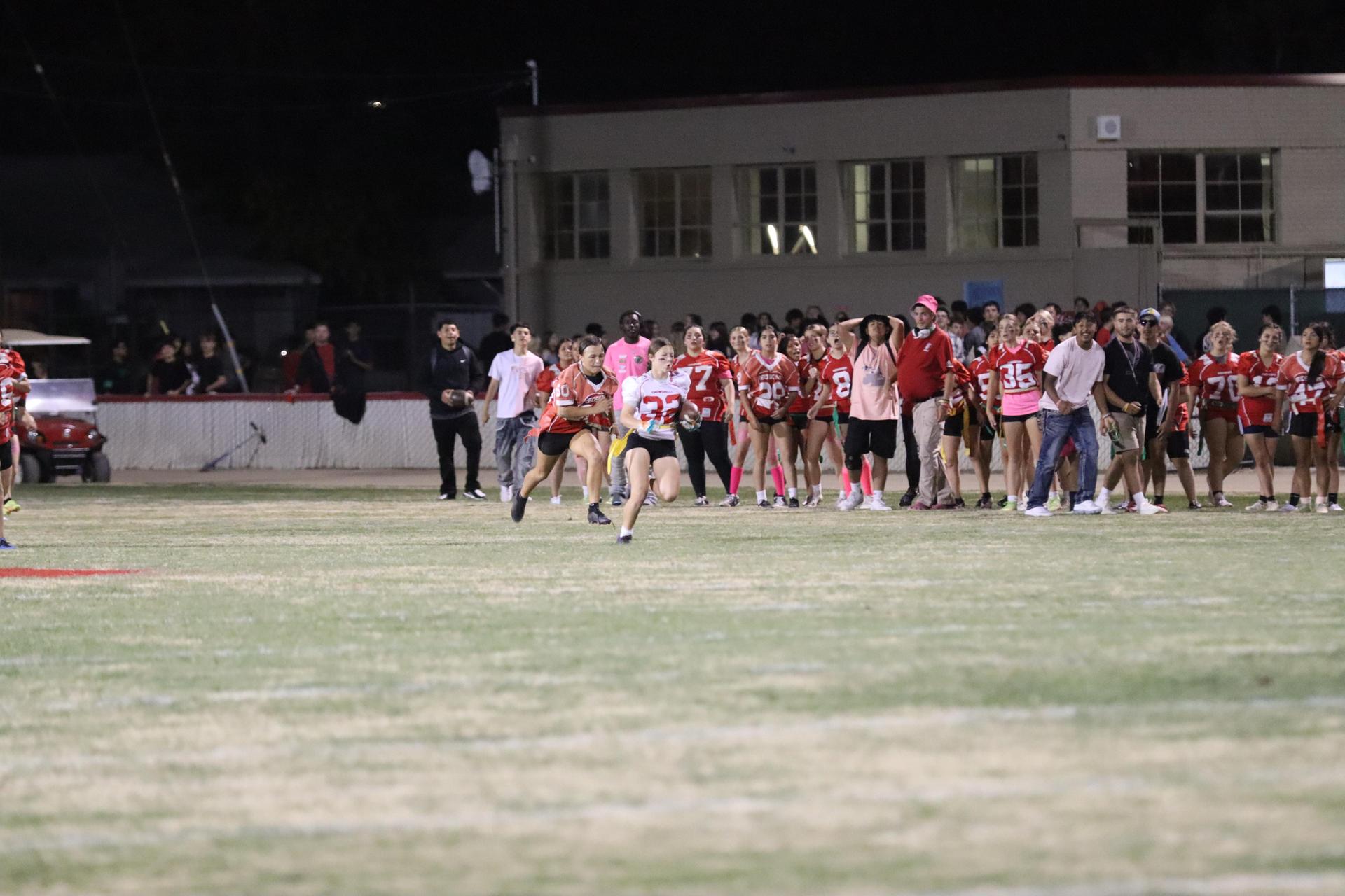 girls playing flag football
