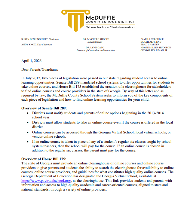 Online Learning Notice