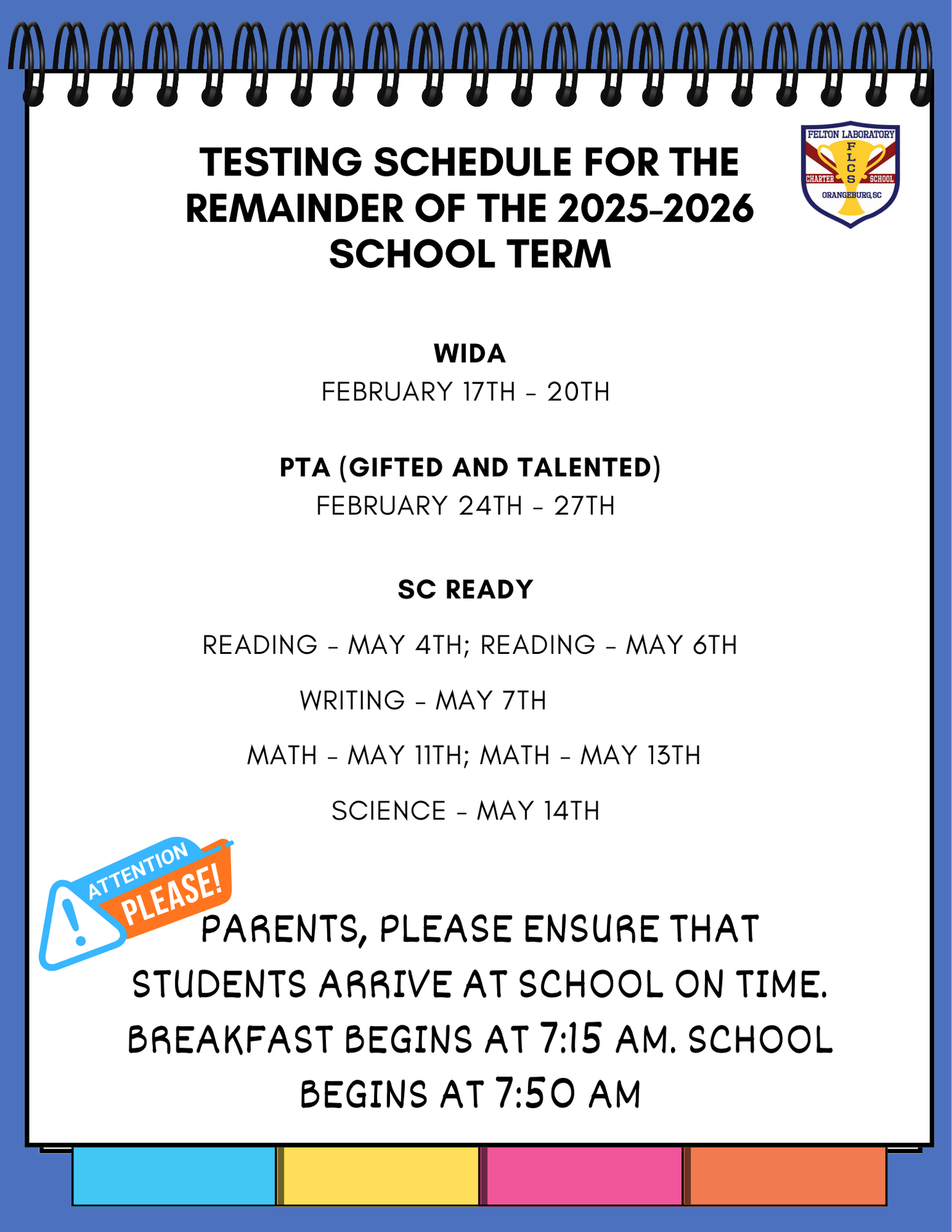 Testing Schedule