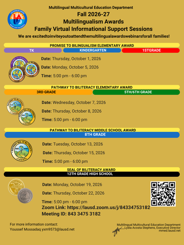 Multilingualism Workshops for Students and Parents / Talleres sobre multilingüismo para estudiantes y padres