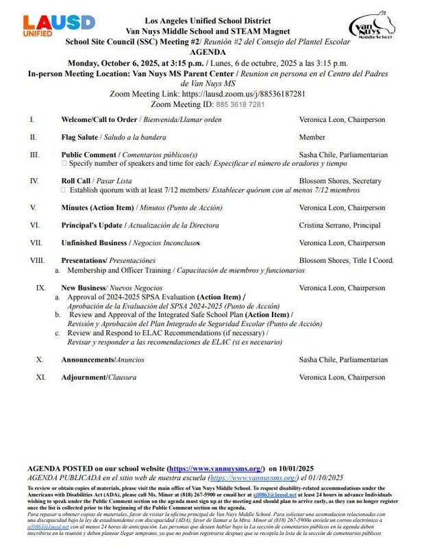 SSC #2 Agenda 2025
