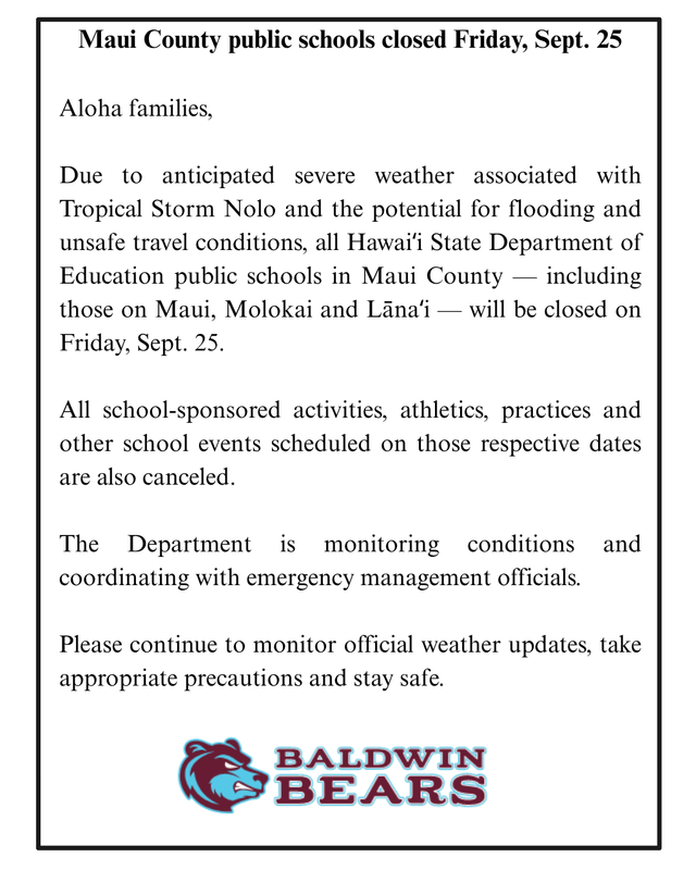 School Closure Sept 25th